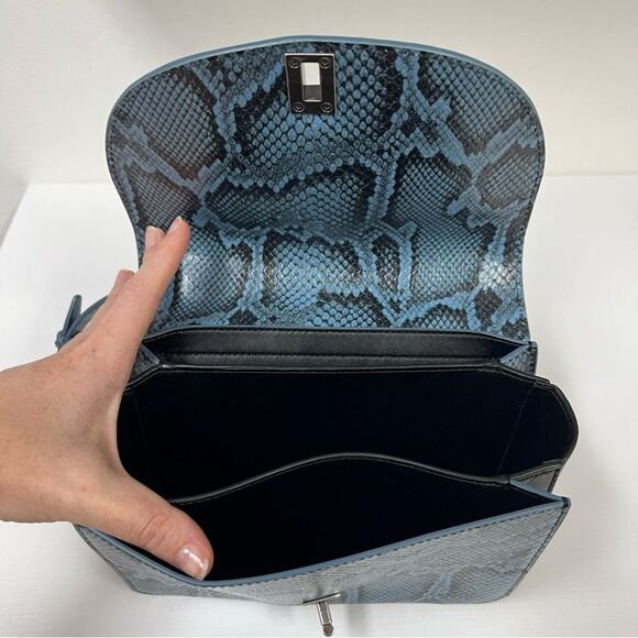Rebecca Minkoff Snake Python Blue Leather Love Too Shoulder Crossbody Strap - Picture 5 of 7